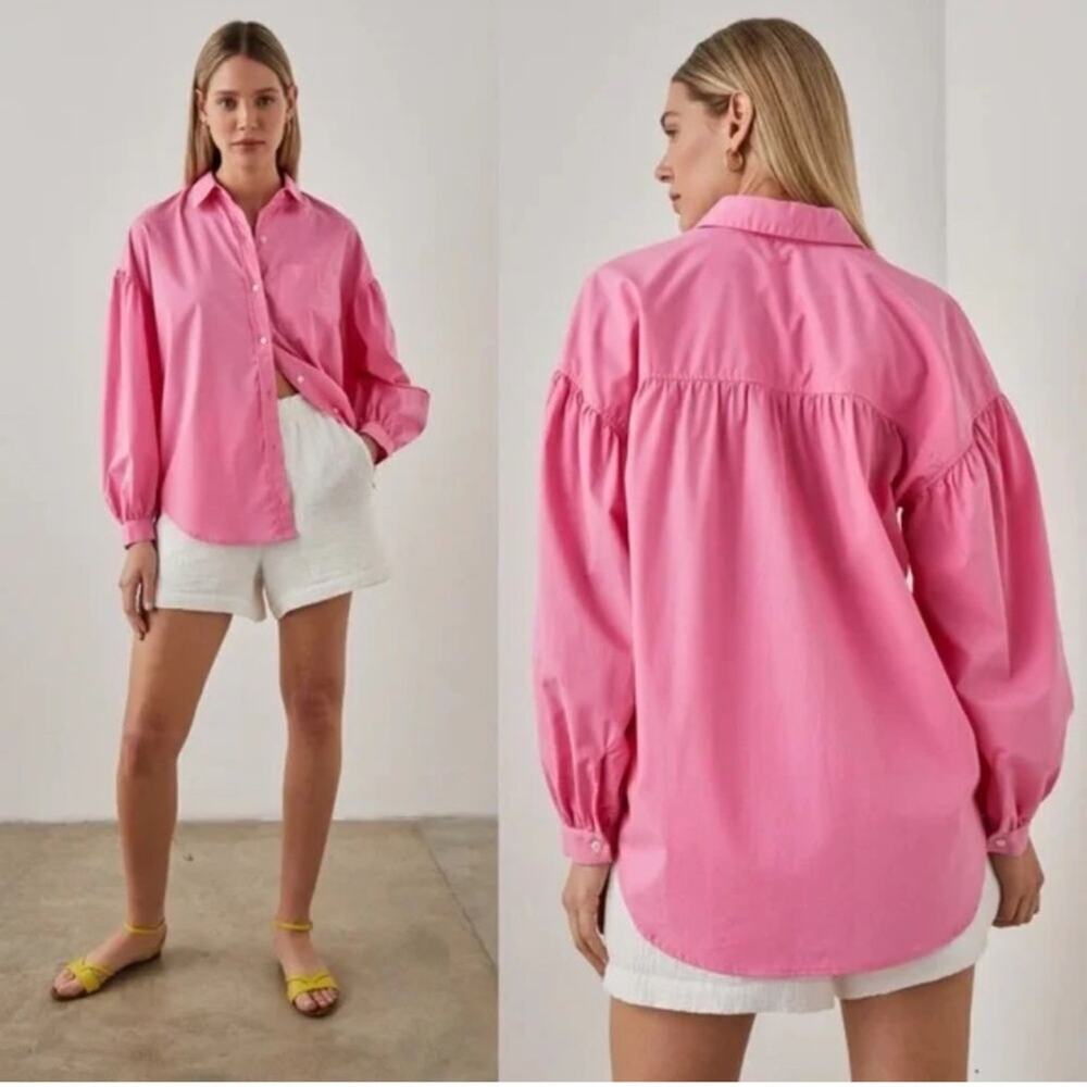 Rails Janae Button Down Top in Hot Pink